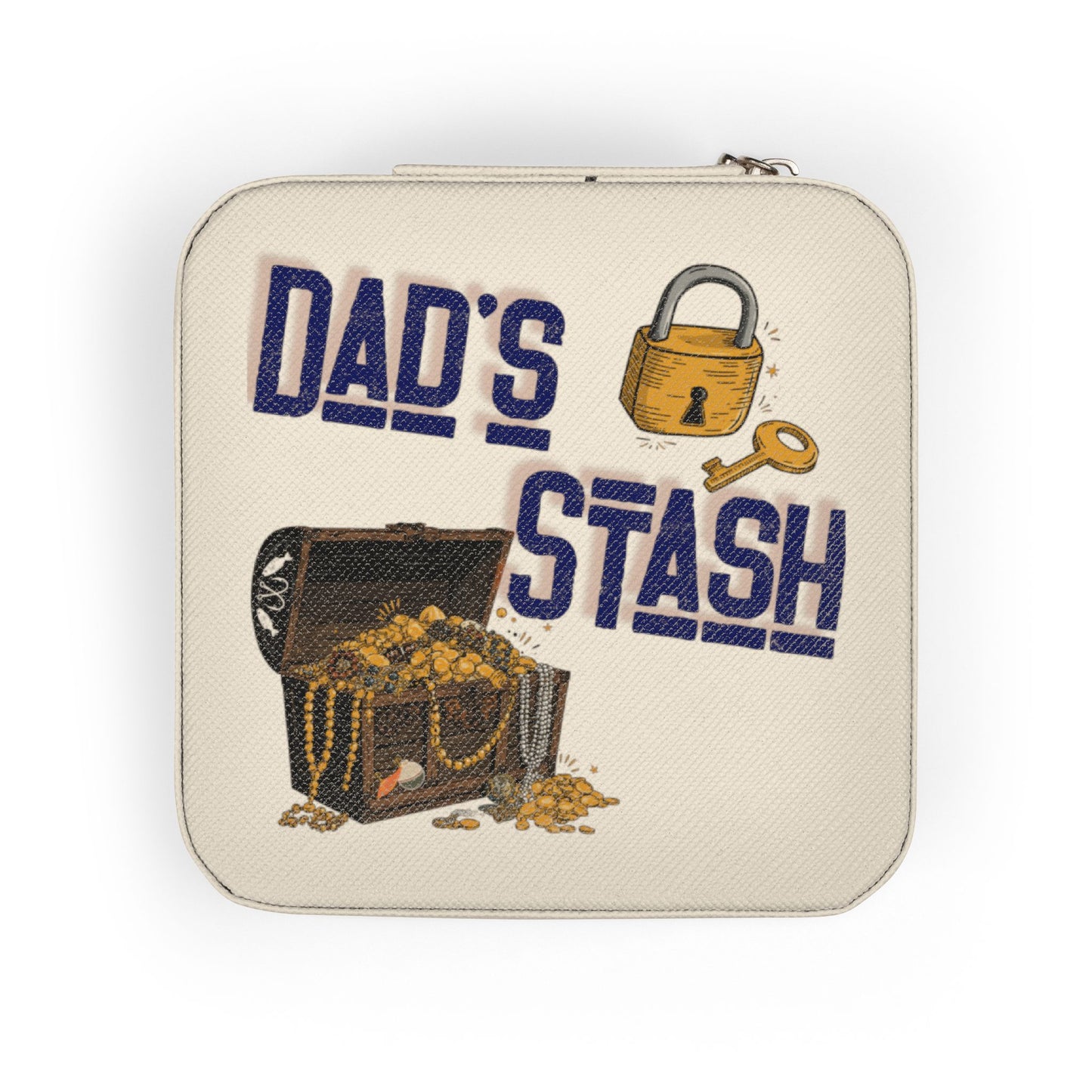 Dad's Stash treasure chest with lock and key graphic on box.