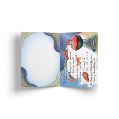 A book page with grilling-themed puns for Father's Day.
