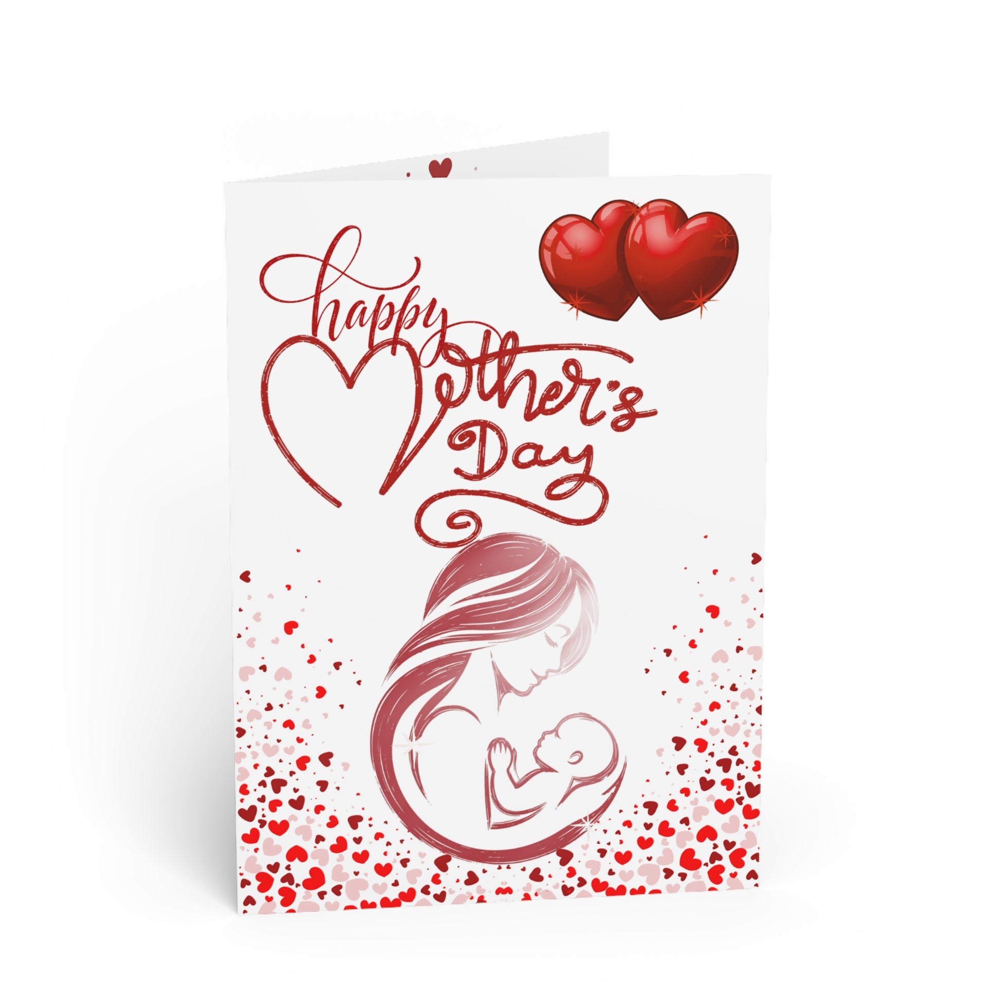 Card with "Happy Mother's Day" text, featuring a mother holding a baby.