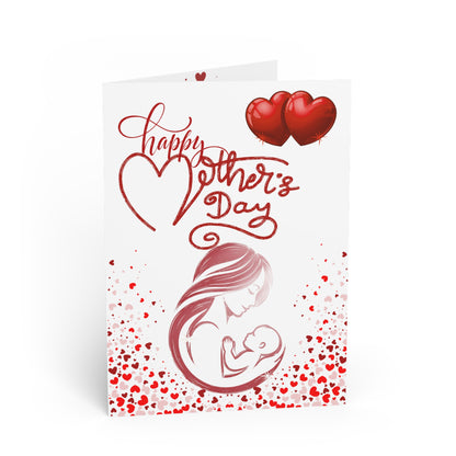 Card with "Happy Mother's Day" text, featuring a mother holding a baby.